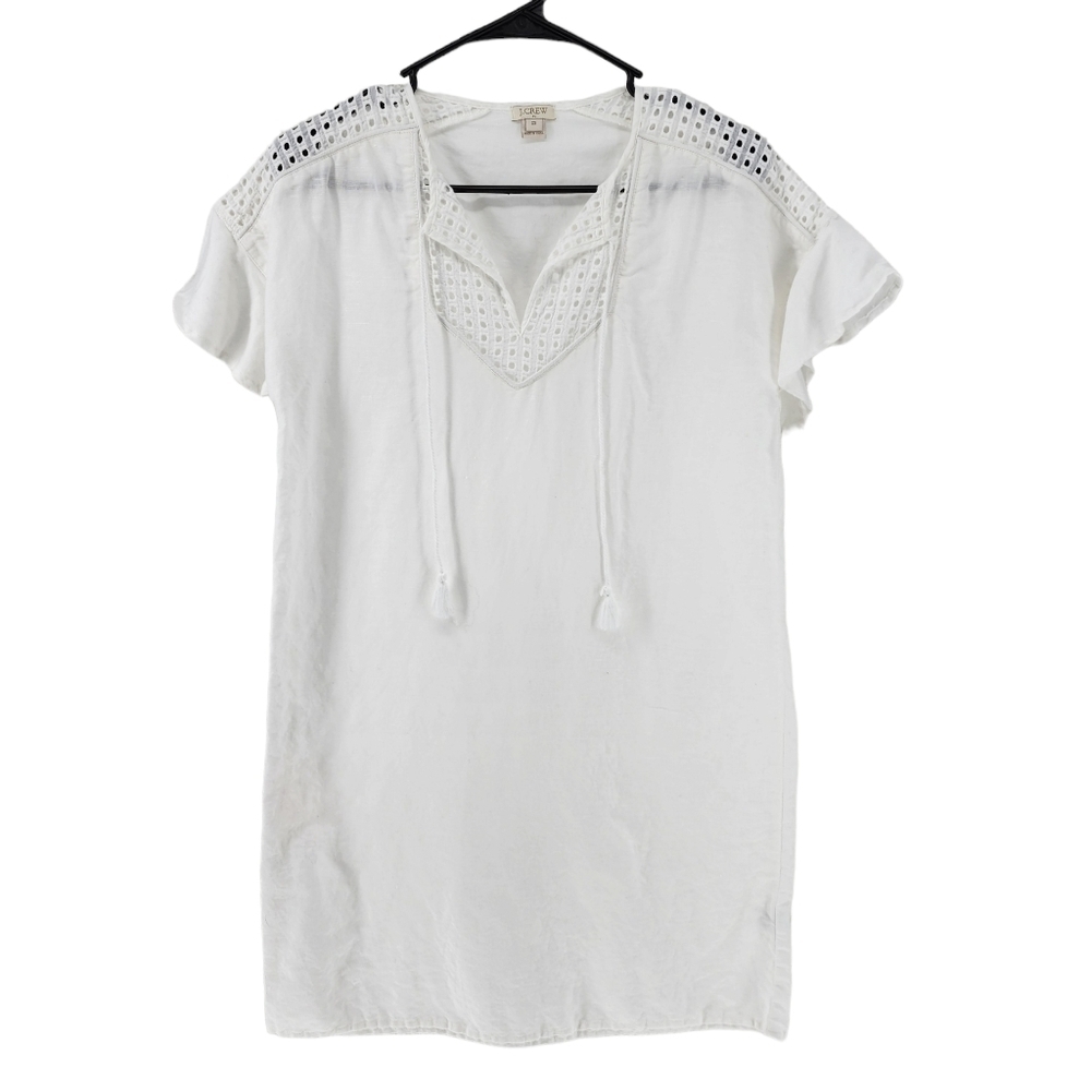J. Crew Women's White Eyelet Flutter-Sleeve Beach Tunic - XS - Picture 2 of 6